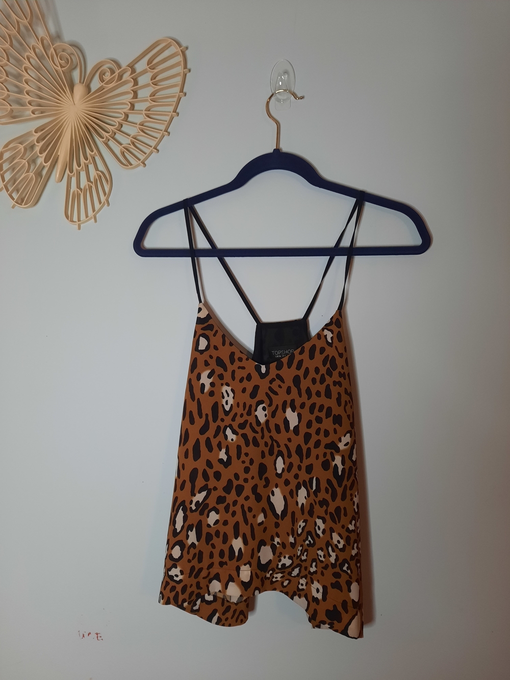 TOPSHOP Sz 4 Brown Leopard Animal Print Cami Top, Flowy, Boho,‎ Summer, Layers,